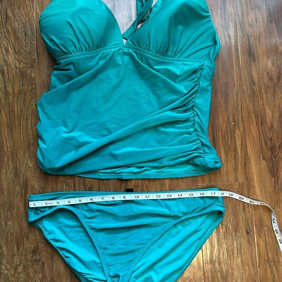LA BLANCA TEAL TWO PIECE BIKIN SIZE 16 - Picture 6 of 13